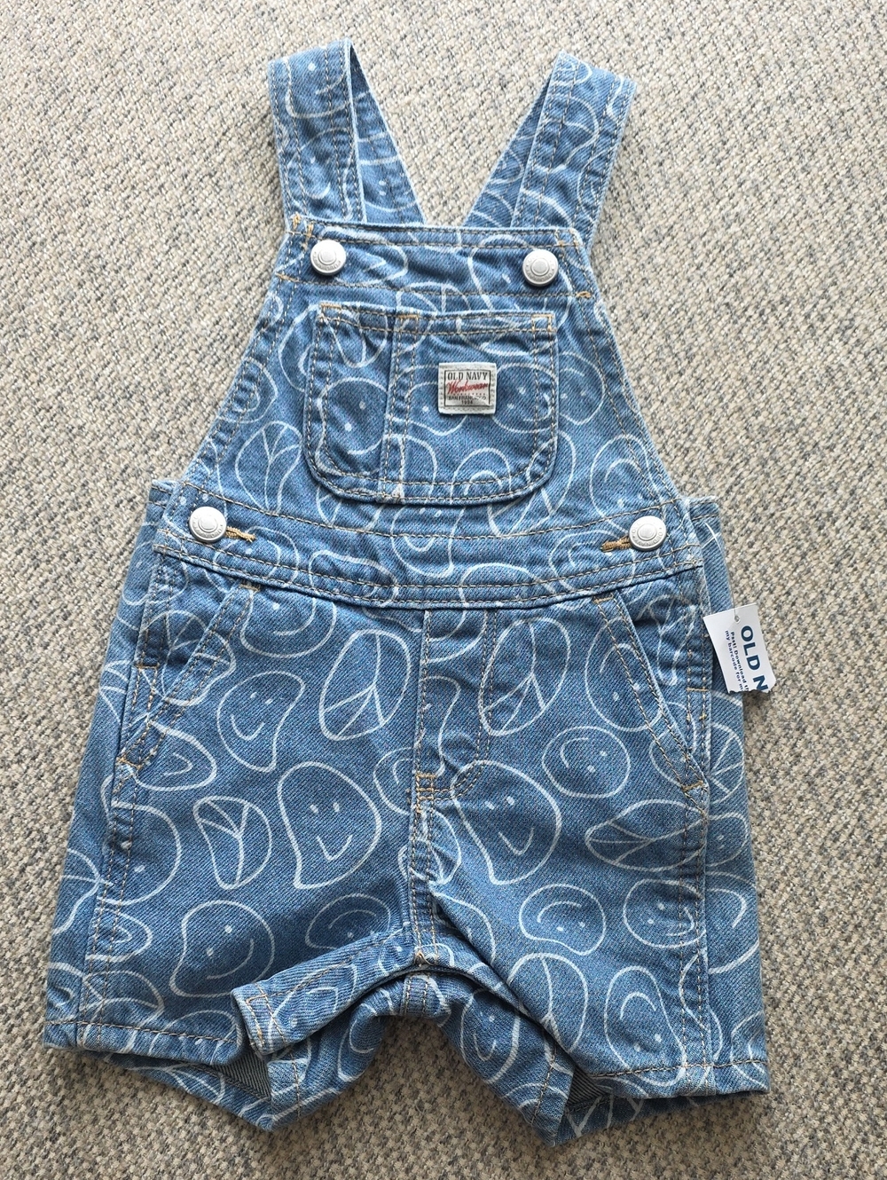 Old Navy Blue Smiley Denim Shortalls